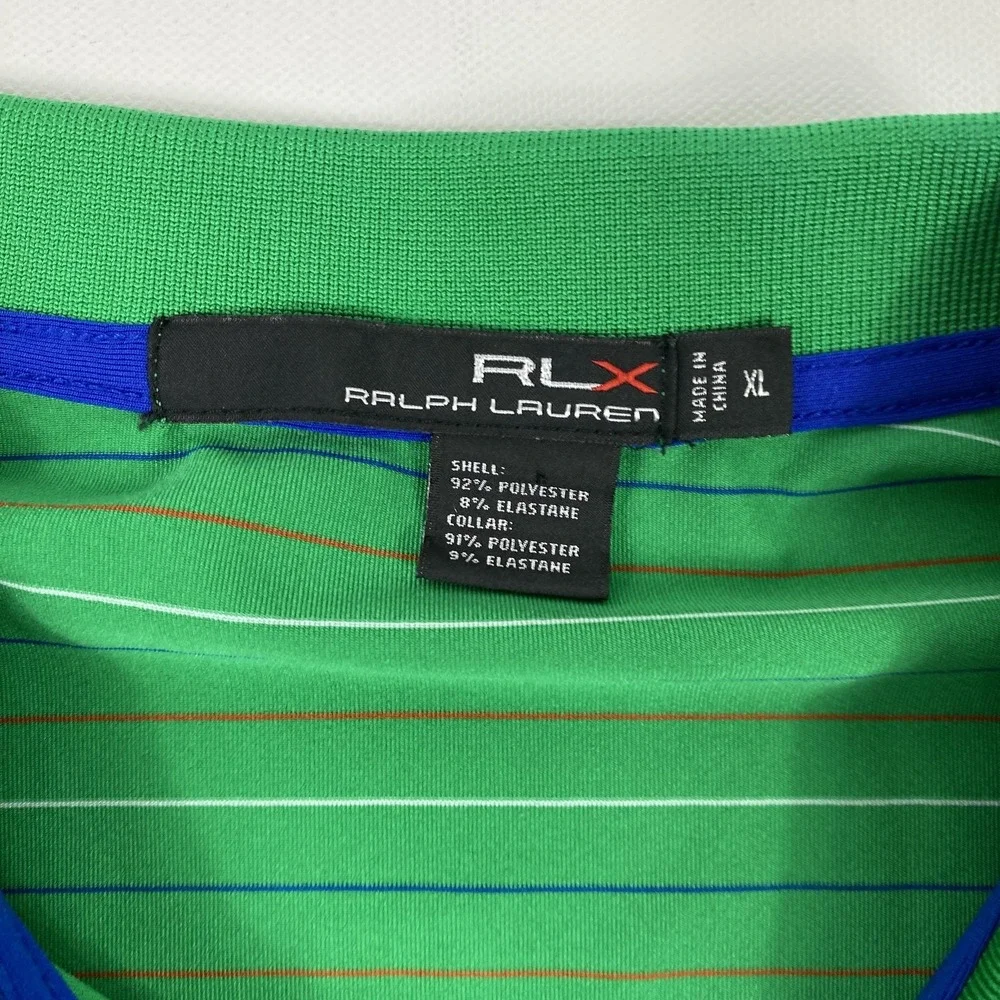 RLX Ralph‎ Lauren Polo Shirt Mens XL Green Striped Twin Eagles Golf Performance